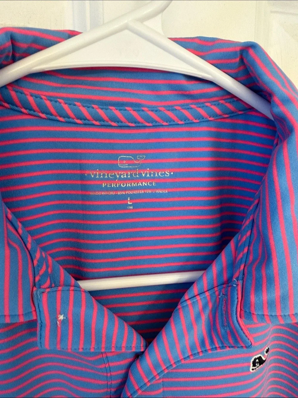 Vineyard Vines Blue with Pink Stripe Kid’s Polo